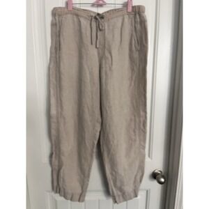 Orvis‎ Women's Linen Straight Leg Pants Natural Color Drawstring Large